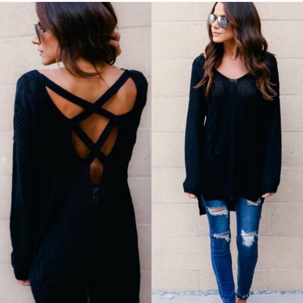 Last 1 M/L New Gorg Cable Knit Cross Back Sweater - Picture 6 of 7